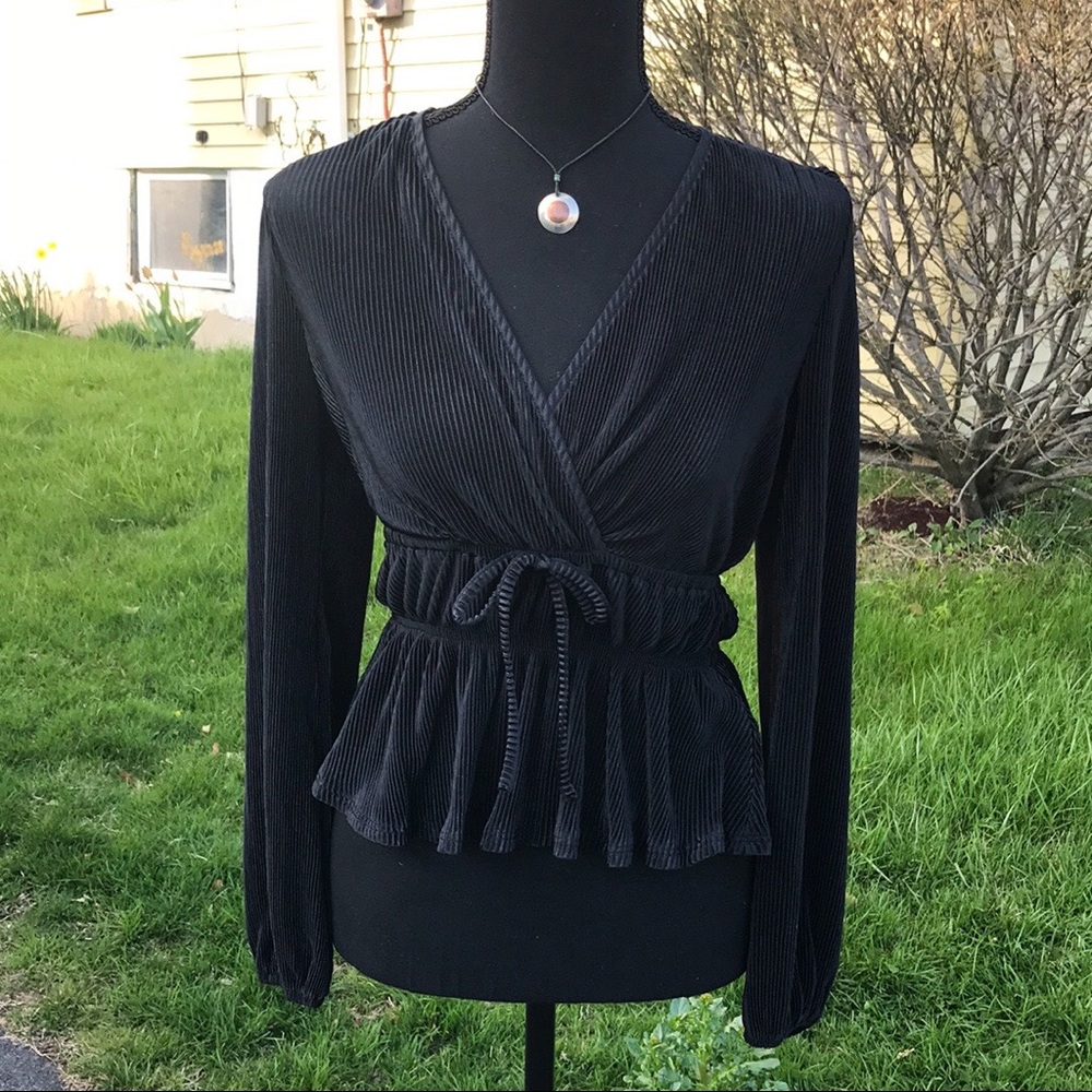 LOVE, FIRE BLACK PEASANT BLOUSE *XS *SEMI-SHEER *NWT *BOHEMIAN, BALLOON SLEEVES - Picture 9 of 9